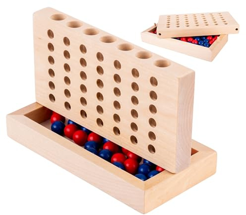 Engelhart - 340925 – 4 in Einer Reihe – Kleines Reisespiel aus Holz – Strategiespiel – ab 6 Jahren