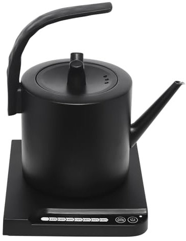 Elektrischer Wasserkocher Edelstahl 1000W Teekocher mit Temperaturregelung 1 Liter für Kaffee und Tee Schnelle Erhitzung für Zuhause Büro Hotel (Schwarz)