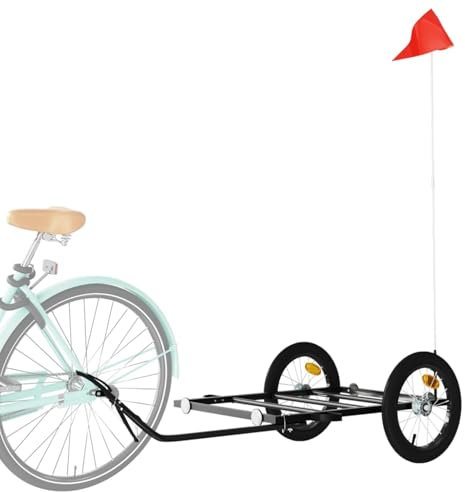 Tidyard Fahrradanhänger Lastenanhänger Transportanhänger Schwarz 126x63x34 cm Eisen