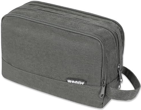WANDF Kulturbeutel Herren Rucksack Damen Kosmetiktasche Waschtasche für Männer & Frauen in Premium Qualität (Denim Pure Grau)