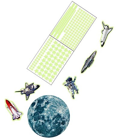 Leuchtender Mond und Sternen Wandaufkleber 30cm PVC