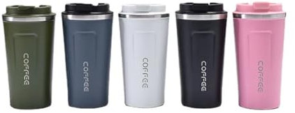 HKIEYDk Taza de café de 380/510ML, Bebida Recta con Tapa abatible, vacío, Doble Acero Inoxidable, a Prueba de caídas, pulverizador Simple, Coche, Termo for el hogar(380ml,White)