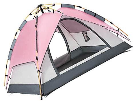 Automatisches Pop-Up-Zelt in Rosa für – Tragbares Familienpicknick, Regenfestes Campingzelt, für Outdoor-Abenteuer – Optionen in Rosa und Grün Erhältlich (PINK)