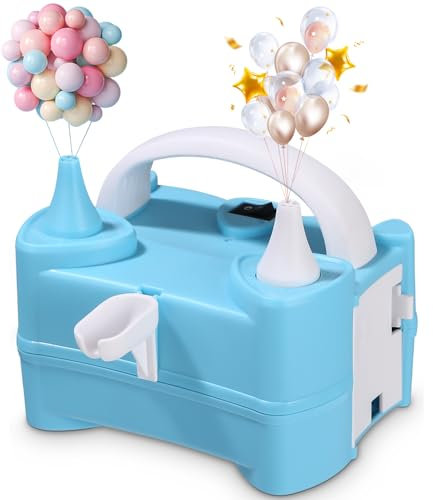 Gonfleur Ballon Electrique,Pompe à Ballon électrique,400W Pompe à Ballon Haute Puissance Portable pour gonfler Rapidement Les Ballons Parfait pour la fête, la décoration Festive,Bleu