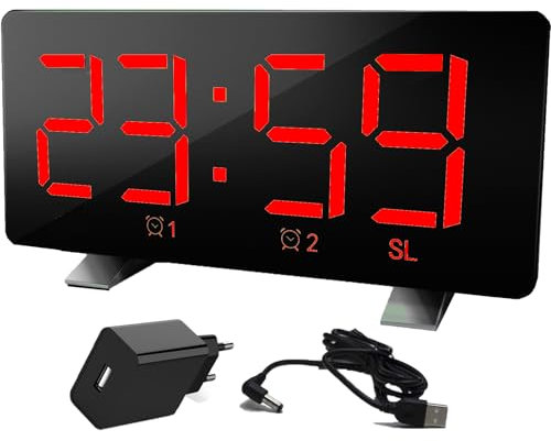 Lancoon Digitaler Wecker Netzbetriebener Funkwecker Großes Zifferndisplay Schlummern 4 Einstellbare Helligkeit für Schlafzimmer Haus