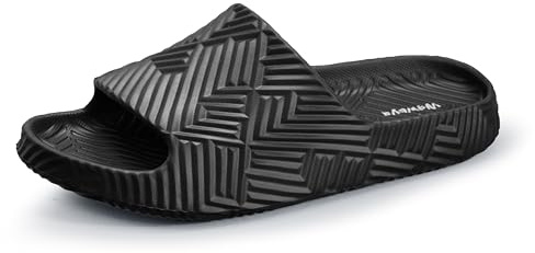 Weweya Men Women Shower Slides Non Slip Bathroom Slippers Beach Sandals Black Women Size 10.5 Men Size 9.5