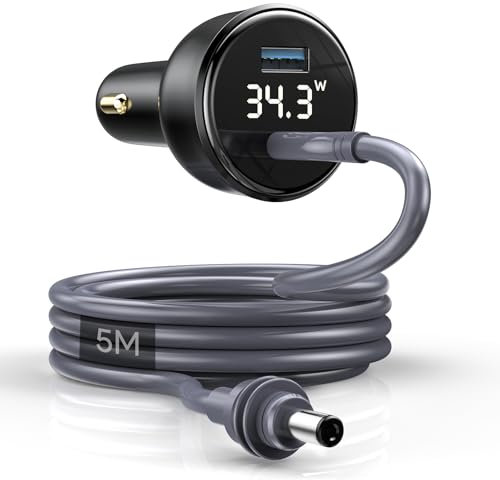 EDUP Starlink Mini Auto Adapter, DC Stromkabel + Starlink Zigarettenanzünder Adapter 12V-24V mit Digitalanzeige, wasserdichtes Auto Ladekabel mit USB Type-C Anschluss für Star Link Mini, 5M