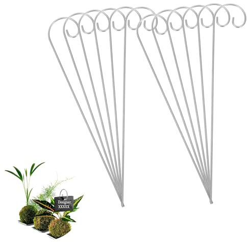 LZZEM Plant Tag PolesRustproof Outdoor Shepherd’s Hooks Heavy Duty Garden Markers for Flowers Lanterns & Cards | (Silver20-Pack)