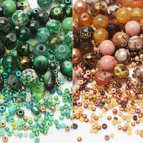 Cosyhav Beads for Bracelet Making,Grass Green and Brown Bracelet Beads,Bead for Jewelry Making,Such as Bracelets, Necklaces, Earrings