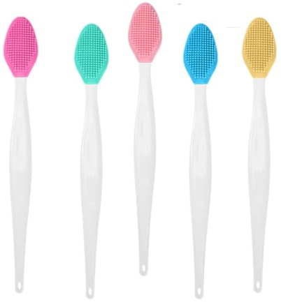 5 Pcs Silicone Exfoliating Lip Brush Double-sided Soft Brush Nose Blackhead Clean Lip Scrubber Tool Soft Cleaner