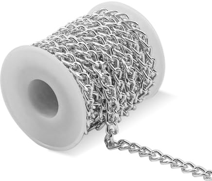 TOKSEO 5M Aluminium Panzerketten mit Spule, Gliederkette Silber, Kette Meterware, Verblasst Nicht Leicht, 6.5 x 10 MM, Geeignet für DIY Halsketten, Armbänder und Schmuckherstellung