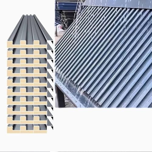 Metalldachplatten – Aluminium-Wellplatten, Hochleistungs-Deckendämmplatten, wasserdichte Firstabdeckung für Pergola, Terrasse, Haus, Schlafzimmer, Wände, Fassadenverkleidung(L2m/6.6ft)