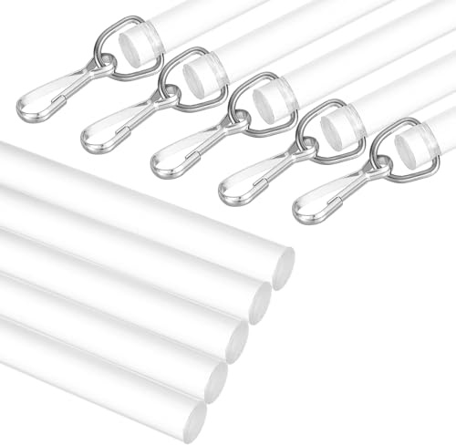 QUARKZMAN 5Pcs 17 Baguette À Rideau En Acrylique, Tige De Traction Pour Rideau Invisible Avec Crochet, Pièce De Remplacement Universelle À Inclinaison Pour L'Ouverture, Transparent