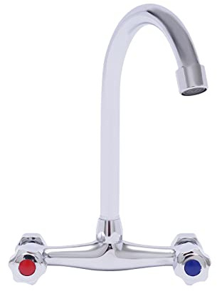 Rubinetto da cucina in rame – girevole a 360° con cartuccia in ceramica, per lavabo e lavandino, moderno miscelatore monocomando, colore: argento