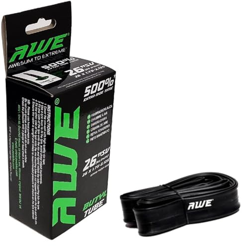 AWE Butyl Rubber 26 Inch Inner Tube 500%* Extra Ride Time 26 x 1.75-2.125 Schrader Valve