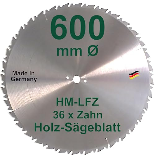 HM Sägeblatt 600 mm LFZ Flach-Zahn Hartmetall Widea für Brennholz Hartholz Kreissägeblatt für Wippsäge und Brennholzsäge 600mm