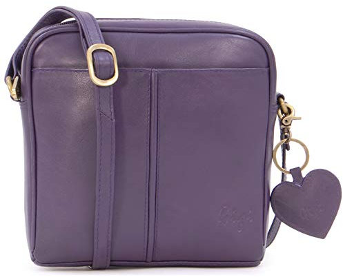 Gigi - Borsa a Tracolla Piccola in Vera Pelle - Borsetta Donna - Borsa a Mano con Tracolla Regolabile - 22-29 - Viola
