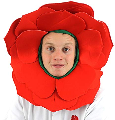 England Rose Hat Rugby Nations Outfit English Supporters Accessory Team – Red Headpiece With Petals and Green Hood – Euro Flower World Cup Football Accessory x1