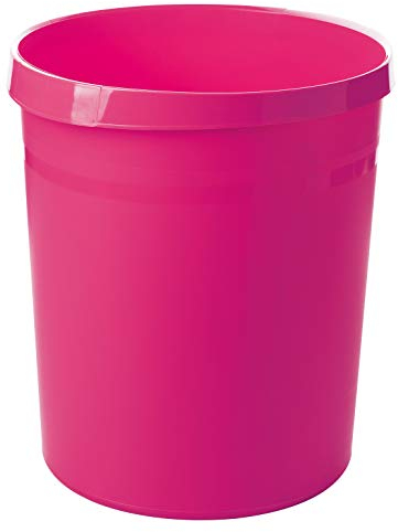 HAN Papierkorb GRIP, 15 STÜCK, stylischer und edler Mülleimer fürs Büro, stabiler Abfalleimer, 18 Liter Volumen, 18190-56, pink