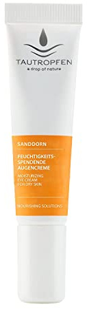 TAUTROPFEN Naturkosmetik, Sanddorn, Feuchtigkeitsspendende Augencreme für trockene und fettarme Haut, 15 ml
