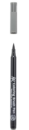SAKURA Koi Colouring Brush Pen - Dunkles, warmes Grau - Tinte auf Wasserbasis - Flexible Pinselspitze - Ideal für Skizzen, Tagebücher, Cartoons, Illustrationen, Gummistempel