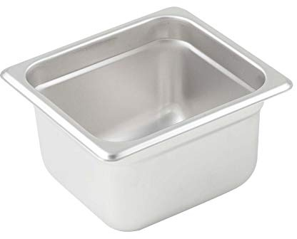 Winco 1/6 Size 4 Deep Metal Food Pan/Steam Table Pan, Anti-Jam, 23 Gauge