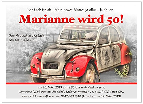 Geburtstagseinladungen runder Geburtstag lustig 50 60 70, für jedes Jahr möglich - mit Spruch, 30 Karten