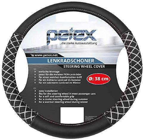 PETEX 433110518 Lenkradschoner, Durchmesser 38 cm, TPE-Ring, Design 1105, Grau, M