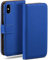 moex Book Case für iPhone X/iPhone XS Handyhülle mit Kartenfach, Hülle klappbar 360 Grad Schutzhülle, Klapphülle Flip Case Cover, PU Leder Handytasche Lederhülle, Blau