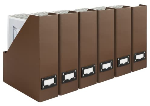 Blu Monaco Office modernes schwarz Stehsammler Halterung Set mit Leder Label Halter €“ Magazin Datei Box Set von 6 Brown.