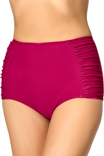 Merry Style Badehose Damen High Waist Bikinihose Bikini Unterteil MS10-119 | Hoher Bund mit Bauchweg-Effekt, seitliche Raffungen, UV-Schutz UPF 50+, schnelltrocknend, chlor- und salzwasserbeständig
