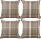 McAlister Textiles Heritage | 4er Pack Sofakissen mit Füllung im Karierten Tartan Muster | 43 x 43 cm in Beige Natur | Deko-Kissen im zeitlosen Karomuster für Ihr Heim