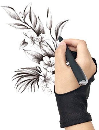 honbay 2 Unisex Schwarz Tablet Zeichnen Handschuh Handschuhe Artist Glove für Light Box, Grafik Tablet, Stift-Display und iPad Pro Bleistift