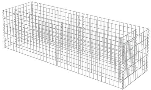 Tidyard Gabbione Fioriera in Acciaio, Fioriera Giardino Zincato Acciaio zincato 180x50x50 cm
