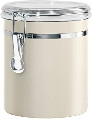 Oggi Edelstahl-Küchenkanister, 1,3 l, grau, luftdichter Klemmdeckel, durchsichtiger Deckel, ideal für die Aufbewahrung von Lebensmitteln, Speisekammern. Große Größe 12,7 x 15,2 cm.
