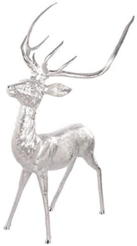 Casa Padrino Aluminium Rentier Hirsch Figur Silber 73 x 82 x H. 150 cm - Dekofigur