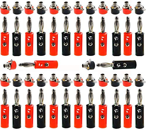 RUNCCI-YUN (26 pairs 52 pcs 4mm Banana Plugs Socket,Amplifier Terminal Connector,Binding Post Connector,for Speaker Wire, Wall Plate, Home Theater, Audio/Video Receiver, Amplifiers and Sound Systems