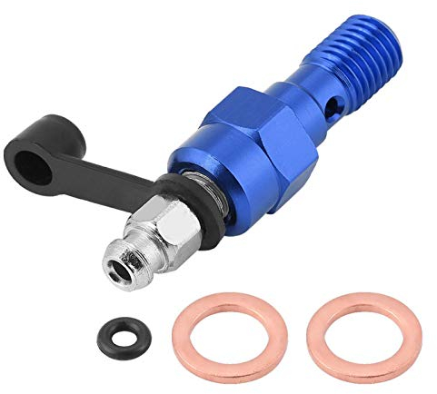 Akozon Moto Frein Maître Cylindre Étrier Purge Vis Mamelon Banjo Boulon M10x1.0mm + Bouchon Anti-poussière(Bleu)
