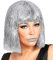 Metallic Silber Damen Perücke Bob Pagenkopf Pony 70er 80er Disco Space-Girl Lametta Science Fiction Weltall Engel