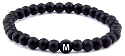 Sadingo Partnerarmband Perlen, Perlenarmband für Pärchen, Beziehungs Geschenk Partner, Buchstaben/Größe wählbar, Buchstabe:M, Größe:19 cm