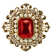 Oshhni Vintage Viktorianische Kristallbrosche mit Rubin Smaragden Brosche Lady Gift Accessoire 3 Farben, Rot