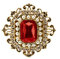 Oshhni Vintage Viktorianische Kristallbrosche mit Rubin Smaragden Brosche Lady Gift Accessoire 3 Farben, Rot