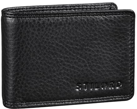 STILORD 'Jay' Mini Geldbörse Herren RFID Leder Brieftasche Vintage für Männer Kleiner Geldbeutel mit vielen Kartenfächern und NFC-Schutz in Geschenkbox, Farbe:schwarz