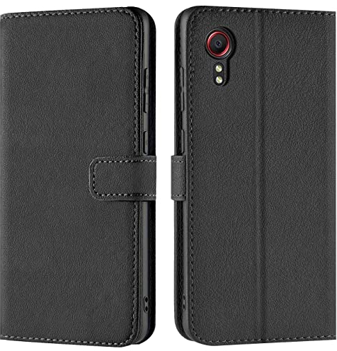 Verco Handyhülle für Samsung Galaxy XCover 5 Hülle, Bookcase Tasche Flipcover für Samsung X Cover 5 EE Case [Kartenfächer/Aufstellfunktion], Schwarz