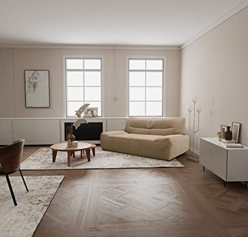 DOMO. collection Sofa Boho, 3-Sitzer Couch im Boho-Style, 3er Sofa, Bigsofa Garnitur Polstersofa, 224 x 109 x 81 cm (BxTxH), beige