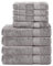 Komfortec 8er Handtuch Set aus 100% Baumwolle, 4 Badetücher 70x140 und 4 Handtücher 50x100 cm, Frottee, Weich,Groß, Silber