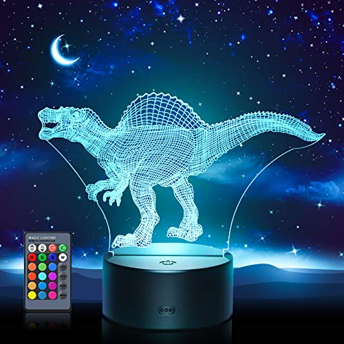 Tesoyzii Luce Notturna Bambini Dinosauro, Giocattoli Bambino 2 3 4 5 6 7 8 9 10 Anni Lampada 3d Bambino Regalo Bambina 2 3 4 5 6 7 8 9 10 Anni Regali Compleanno Bambini Gadget Dinosauro