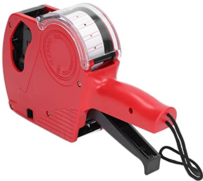 FTVOGUE Etiquetadora manual Herramienta de marcado de precio portátil Dispositivo de etiqueta de precio de 8 dígitos con cartucho Rojo