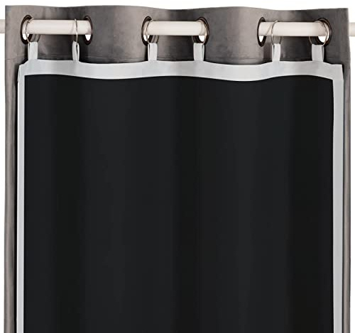 Melodieux Blackout Lining for Eyelet Curtains - 3 Pass Thermal Linings, 2 Panels (Black, 90'' W x 90'' L), Thermal Insulated Room Darkening Draps Includes Curtain Hooks