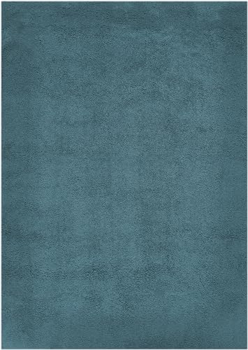 andiamo Teppich San Paolo moderner stilvoller Hochflor Teppich Wohnzimmer Schlafzimmer aus 100% Polyester Florhöhe ca. 27 mm geeignet für Fußbodenheizung geeignet 160 x 230 cm Petrol